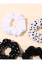 Set of 4 - Color Block Dot Pattern Dots Hair Tie Set - 3