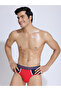 Navy Blue and Red Athletic Briefs with Logo Print waistband
