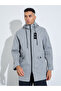 Grey Hooded Regular Fit Utility Trench Coat with Zip Closure - 3