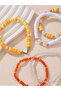 Pack of 6 - Multi-Color Heart and pearls Charms Beaded Bracelet - 3