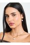 Gold Tone Pearls Embellished Pendant Necklace and Hoop Earrings Set