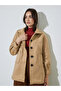 Beige Longline Button-Front Coat - 3