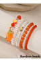Pack of 7 - Multi-Color Orange Charms Beaded Bracelets - 2
