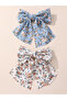 Set of 2 - Floral Bow Hair Clips - 2