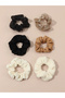 Set of 6 - Textured Hair Scrunchies - 6