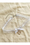 Lace Bow Faux Pearl Heart Choker Necklace - 4