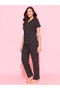 Black All Over Floral Print Shirt and Pants Pyjama Set - 6