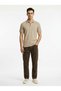 Beige Jacquard Structured Polo