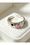 Silver Tone Gemstone Adjustable Ring
