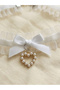 Lace Bow Faux Pearl Heart Choker Necklace - 5