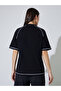Black Graphic Print Contrast Stitching Raglan Sleeves T-Shirt - 5