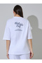 White Slogan Print Oversized T-Shirt - 5