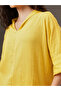 Yellow Textured Button Details Top and Pants Pyjama Set - 7