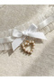 Lace Bow Faux Pearl Heart Choker Necklace - 3