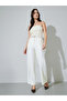 Off White Solid Tailored Wide-Leg Trousers - 3