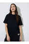 Black Solid Patch Detail Oversized T-Shirt - 3