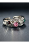 Silver Tone Gemstone Adjustable Ring - 3