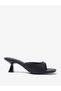 Black Textured Flared Heel Mules - 4