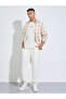 Beige Checked Spread Collar Shirt - 2