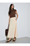 Cream Solid Pocket Detail A-Line Maxi Skirt
