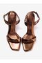 Gold Ankle Strap Stiletto Heel Sandals - 5