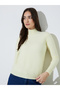 Off White Solid High Neck Ribbed Jumper - 3