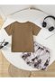 Boys Graphic Print Pocket Detail Shirt and Acid Wash Shorts Set - 2