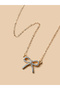 Embellished Bow Pendant Necklace - 4