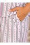 White Heart Print Striped Shirt and Pants Pyjama Set - 6