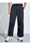 Black Logo Embroidery Drawstring Wide Leg Jogger