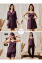 Pack of 5 - Purple Lace Details Nightwear Set