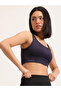 Navy Blue Solid Medium Impact Sports Bra with Removable Cup - 3