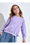 Girls Lilac Solid Side Bow Details Oversized Sweatshirt