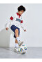 Off White Graphic Print Contrast Collar Long Sleeves Polo T-Shirt - 2