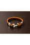 Bellagio Double Braided Leather Men's Bracelet – Steel Tone Hook Design - 3
