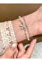Faux Pearl and Bow Detail Layered Bracelet - 3