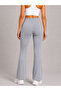 Grey Solid Flared Sweatpants with Drawstring Waist and Pockets - 2