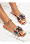 Bronze Embellished Flat Sandals - 5