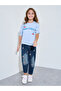 Girls Blue Graphic Print Oversized Sweatshirt - 2