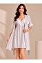 White Printed Rayon Nightdress and Robe Set - 2