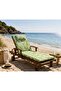 Wooden Sun Lounger Chair with Green Leaf Cushion | - 2