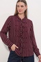 Women's Front Tie Striped Shirt 20404 - Burgundy - 2