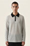 Men's Knitwear Slim Fit Ecru Polo Neck T-Shirt