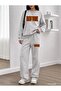 New York Printed Women's Cropped Crewneck Bottom/Top Sweat Suit