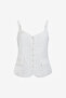 Women's Cooper Linen Tailored Button Front White Cami Top - 6