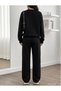 Small Butterfly Printed Women's Cropped Crewneck Bottom/Upper Track Suit Set - 2
