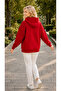 Women's Three Red Poppy Printed Hooded Casual Basic Sweatshirt with Kangaroo Pocket - 2