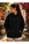 Women's Blue Star Motif Back Print Hooded Kangaroo Pocket Casual Basic Sweatshirt - 2