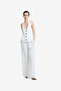 Women's Keller Cotton Twill Button-Down White Halterneck Top - 2