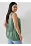 Plus Size Pleated Detailed Sleeveless Blouse Green - 2